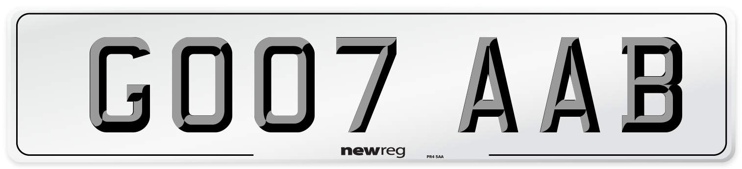 GO07 AAB Number Plate from New Reg